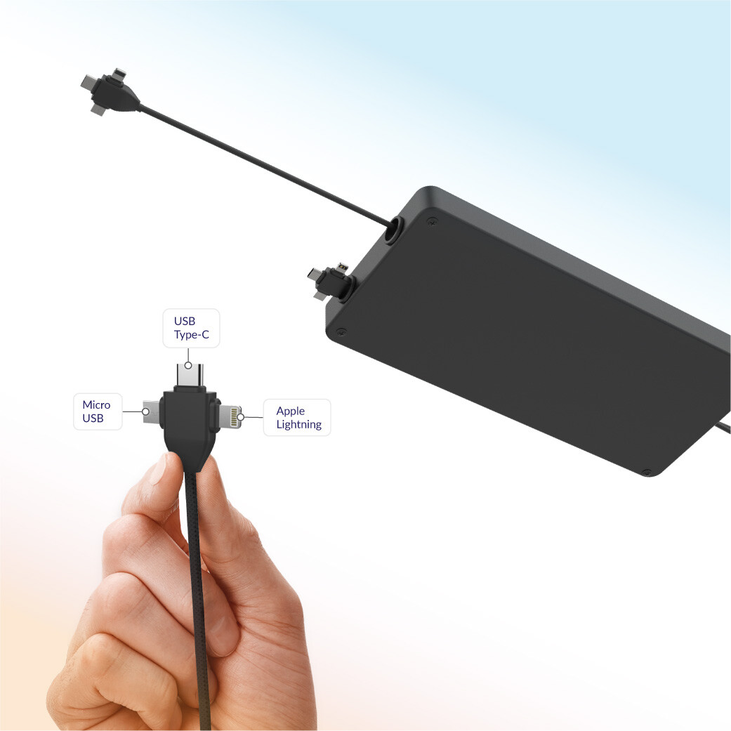 встраиваемое зарядное устройство с кабелями устройство с 2мя встроенными кабелями 3 в 1